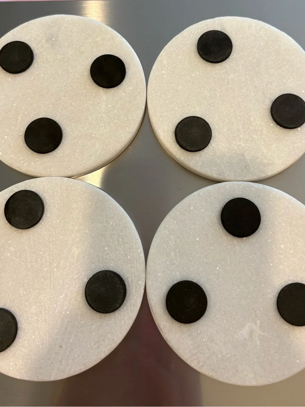 White Marble Round Coasters - Home Accents